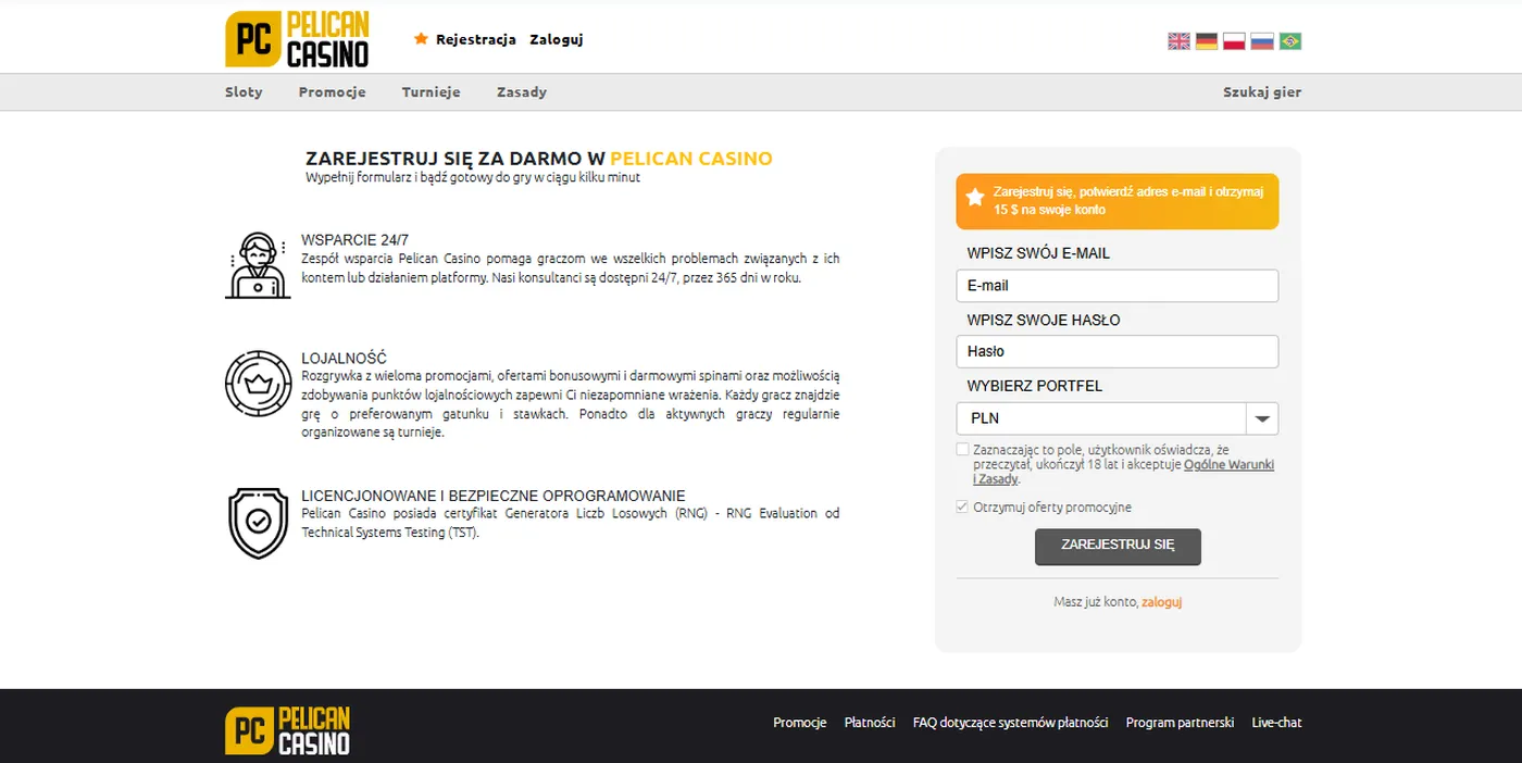 Pelican Casino login — rejestracja krok po kroku